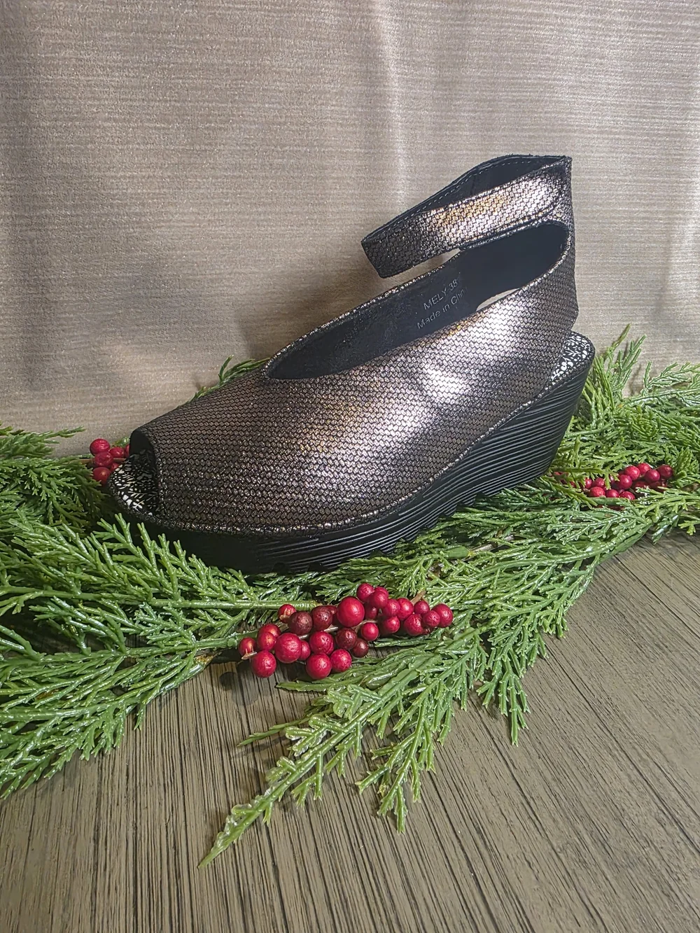 bernie mev. Women's Mely Slingback Wedges in Bronze Pearl
